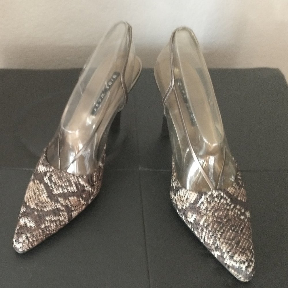 NEW NINE WEST BIEGE, BROWN, TAN PRINT SHOE 7.5 M